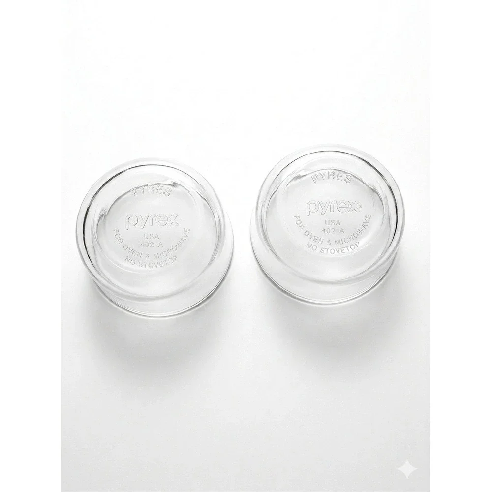 Pyrex 7201A Clear‎ Glass Storage Bowls 4 Cup 1 Quart Round Replacement Set of 2
